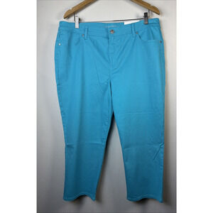 Chico's womens 16 XL Petite crop slim turquoise girlfriend platinum beach NWT